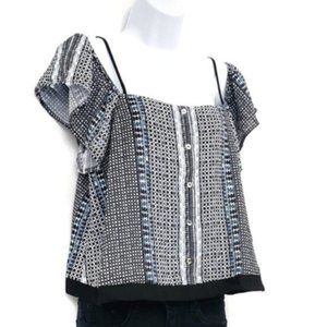 SUMMER TOP GREYLIN Keeley Cold Shoulder Navy Dot Top Small SO SO CUTE!